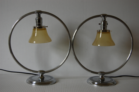 Pair of Chrome CHASE Art Deco Table Lamps