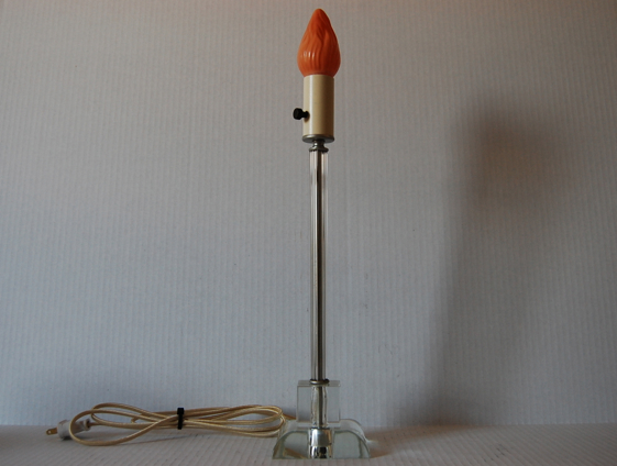 Glass Boudoir Lamp w/ Reeded Glass Pole