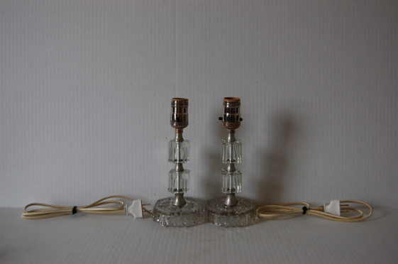 Pair of Pressed Glass Boudoir Lamps