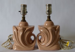 Rewired Pair of Mid Century Glazed Pottery Boudoir Lamps
