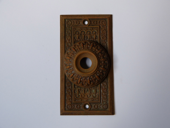 Cast Brass Door Bell Cover with Rope Design by Reading Hardware Co.