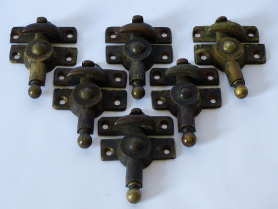 Six Matching c. 1875 Hopkins & Dickinson Cast Brass Sash Locks